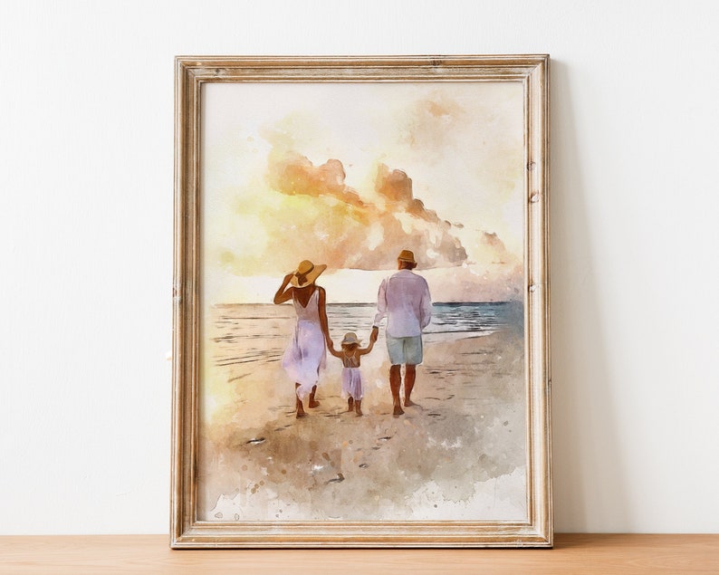 Watercolor Painting from Photo: Custom Watercolor Couple Portrait, Canvas wall art