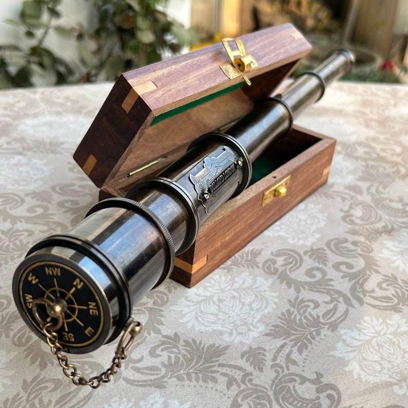 Brass Telescope, Engraved Spyglass, Pirate Telescope, Fathers Day Gift, Gift For Husband, Son Gift, steampunk Gift