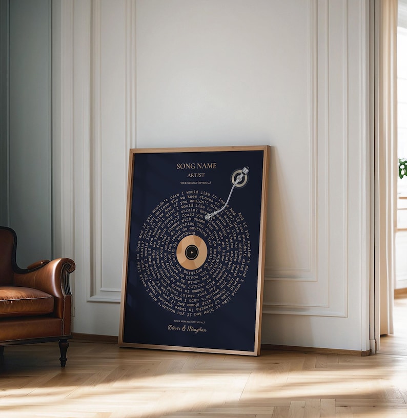 Personalised Music Poster, Customizable Music Gift, Personalised Vinyl Lyric Print, Favourite Song Personalised, Personalised Record Gift