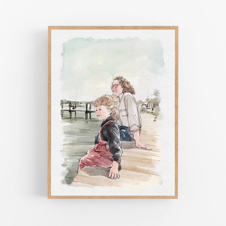 Custom Portrait for Mom and Dad, Family Portrait from Photo, Mother/Father's Day Gift, Nanny Gift, 1st Mothers Day, Gift from Daughter