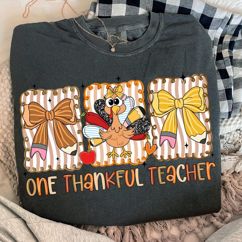 Preppy One Thankful Teacher Png, teacher coquette pencil png, Crayon pencil apple turkey png, Teacher Thanksgiving Turkey Png, Thanksgiving