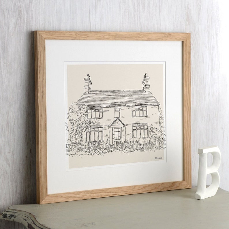 Custom Hand-Drawn House Portrait – Personalized Christmas Home Illustration, Pencil Sketch Gift for Holidays, New Home & Housewarming