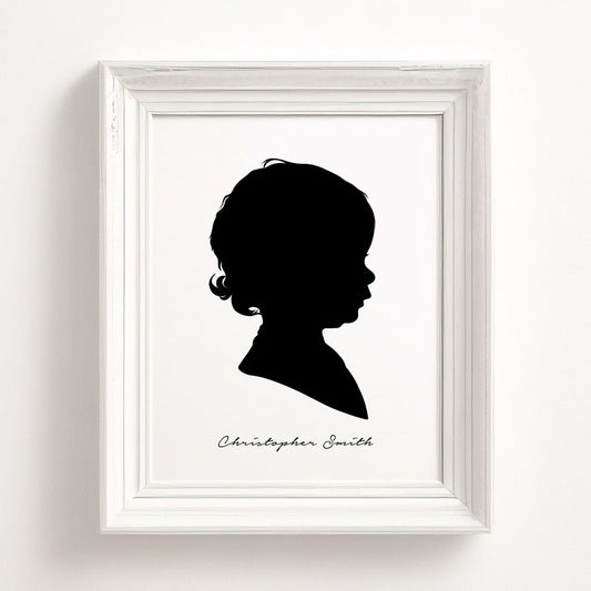 Custom Silhouette Portrait, Classic Family Portraits Gallery Wall Decor, Children Nursery Personalized Name Art, Parent Birthday Gift, SP1