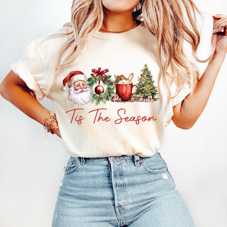 Retro Christmas png, Tis the Season Png, Santa Claus png, Watercolor Christmas png, Christmas sublimation, Merry Christmas, Christmas vibes