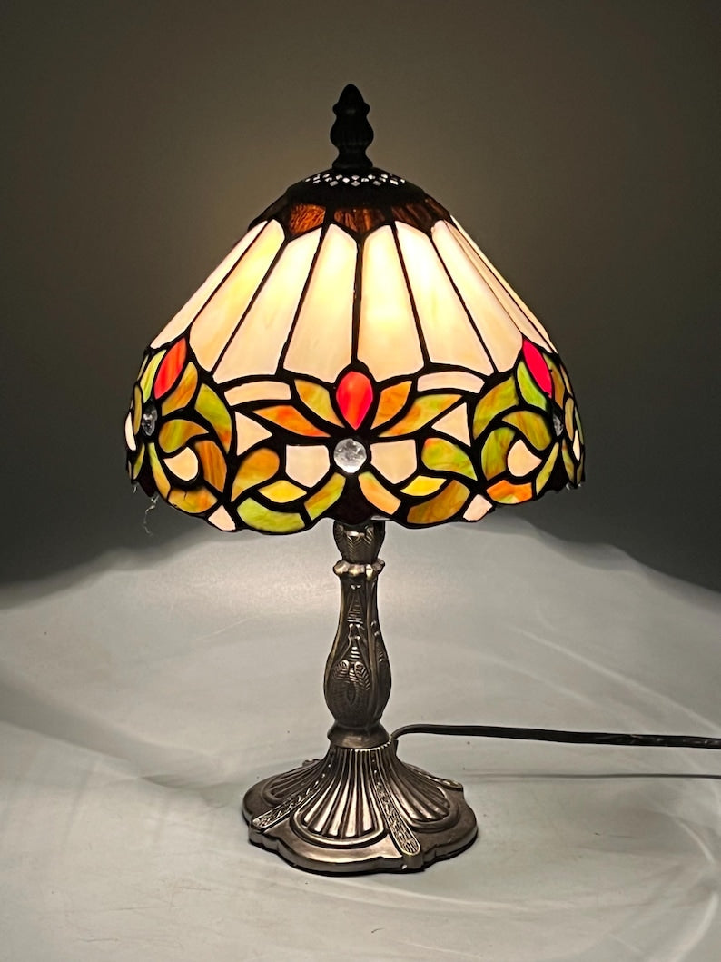 Floral Tiffany Table Lamp, Home Decor, Handmade Antique Lighting, Flower Tiffany lamp