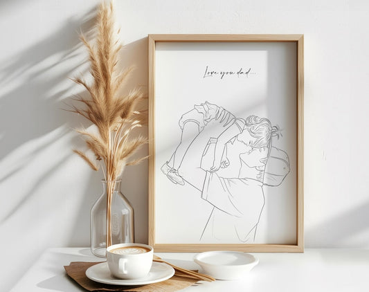 Custom Line Art, Custom Family Line Drawing From Photo, Personalized Gift For Him, Custom Grandpa Gift, Family Portrait, Gift For Dad