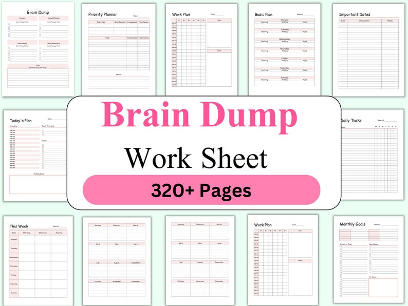 Editable ADHD Brain Dump Template, ADHD Daily Planner, Productivity, Priority Matrix, Work Day, Thoughts Organizer, Brain Dump, Printable