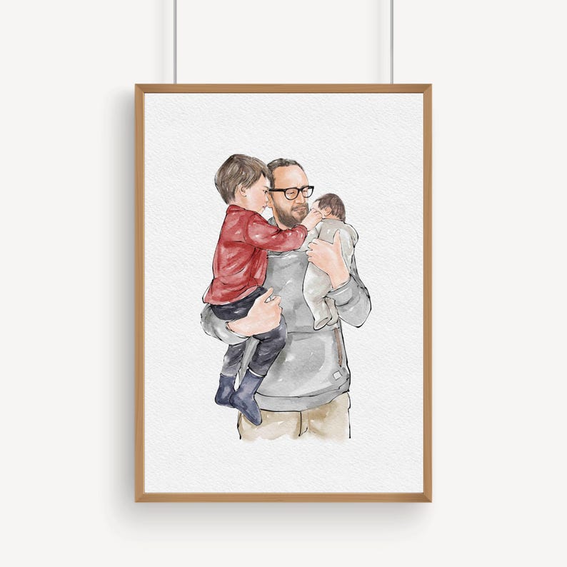 Custom Hand-Drawn Painting from photo, Custom Watercolor Family Portrait from photo, Custom Mother Father gift, Gift from Daugther