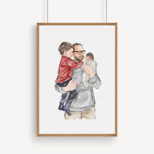 Custom Hand-Drawn Painting from photo, Custom Watercolor Family Portrait from photo, Custom Mother Father gift, Gift from Daugther