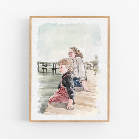 Custom Portrait for Mom and Dad, Family Portrait from Photo, Mother/Father's Day Gift, Nanny Gift, 1st Mothers Day, Gift from Daughter
