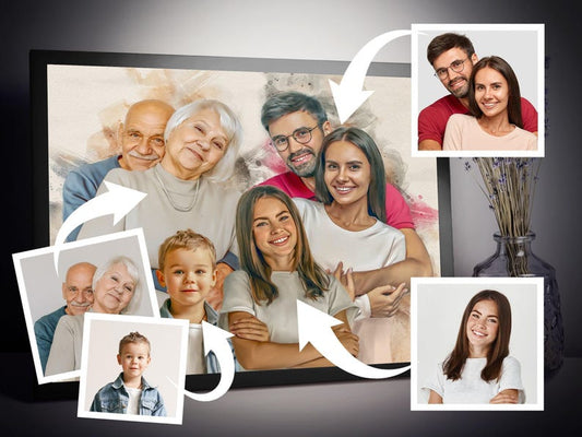 Personalized Watercolor Memorial Portrait on Canvas, Customizable Family Painting From Photo, Unique Remembrance Artwork Gift for Parents