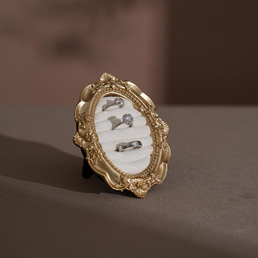 Vintage Style Engagement Ring Holder Jewelry Display Stand Earring Organizer Wedding Flat Lay Decor Prop Gift For Her Daughter GF Birthday