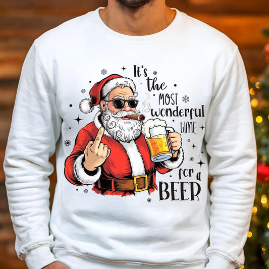 Santa Beer PNG Funny Santa Christmas Holiday Shirt PNG Winter Sublimation Design Dad Christmas PNG Tis the Season Png Sunglasses Santa Xmas