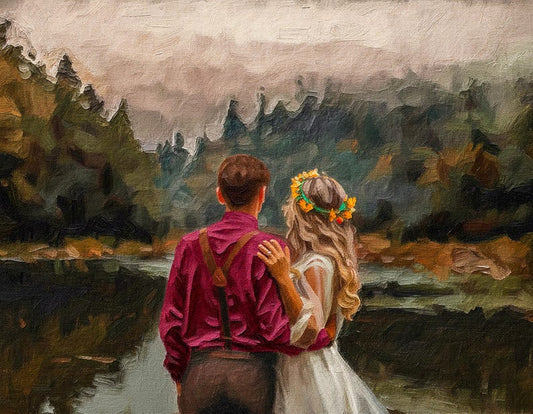 custom oil painting portrait From Photo on canvas, framed Personalized wedding gift, bride to be gift, newly engaged gift,pet memorial gift